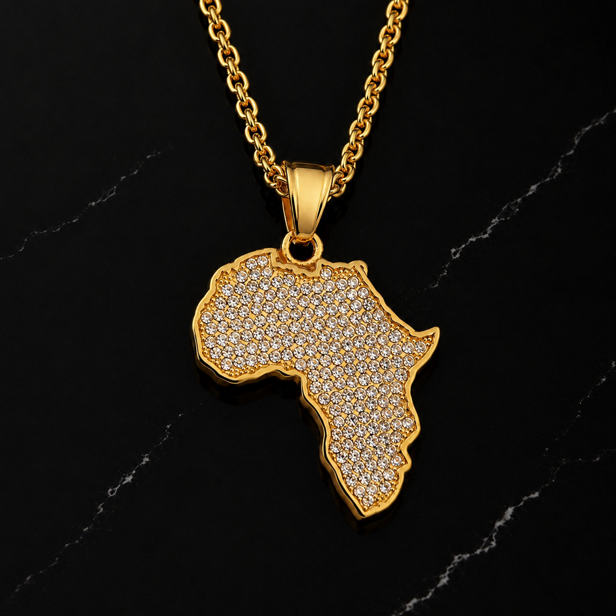 Sparkling African Continent Necklace